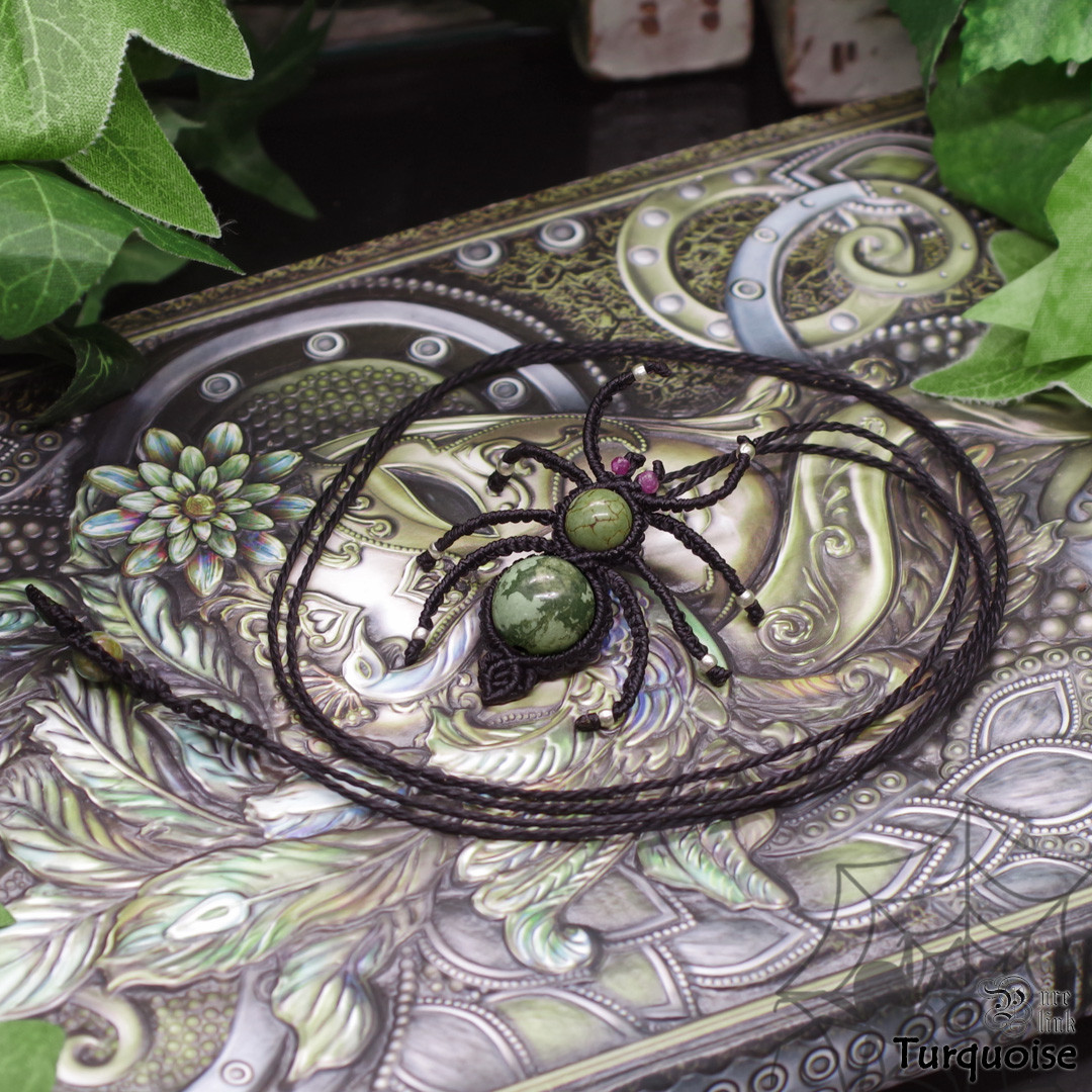 神仏の使い『ターコイズ/トルコ』蜘蛛マクラメ編トップネックレス7