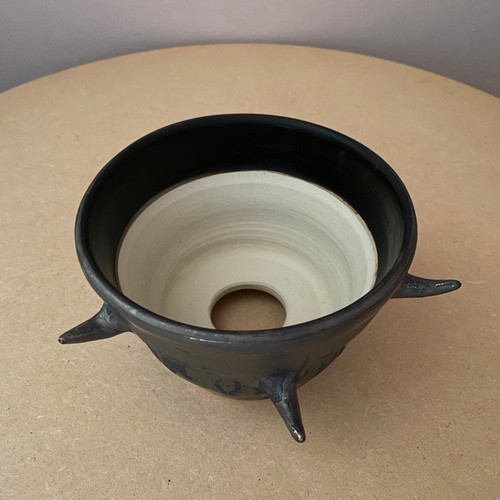 黒釉トゲトゲ植木鉢#283【プランター】【plant pot】 一輪挿し