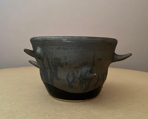 限定品 黒色 陶器製 植木鉢 花とトカゲのデザイン 限定品 黒色 陶器製 植木鉢 花とトカゲのデザイン 限定品 黒色 陶器製