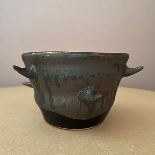 黒釉トゲトゲ植木鉢#283【プランター】【plant pot】 一輪挿し・花瓶