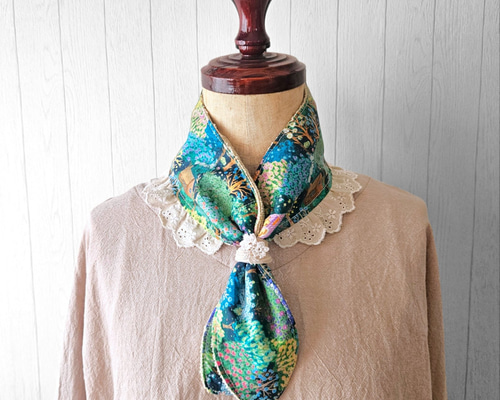 オリジナル　レースクールタオル　スカーフ　バンダナ　取り外し可能モチーフ オリジナルレースクールタオルストールバンダナ取り外し可能モチーフ