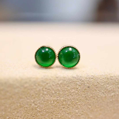 天然ヒスイミニサイズピアスk18 ピアス（スタッド・一粒） パール  