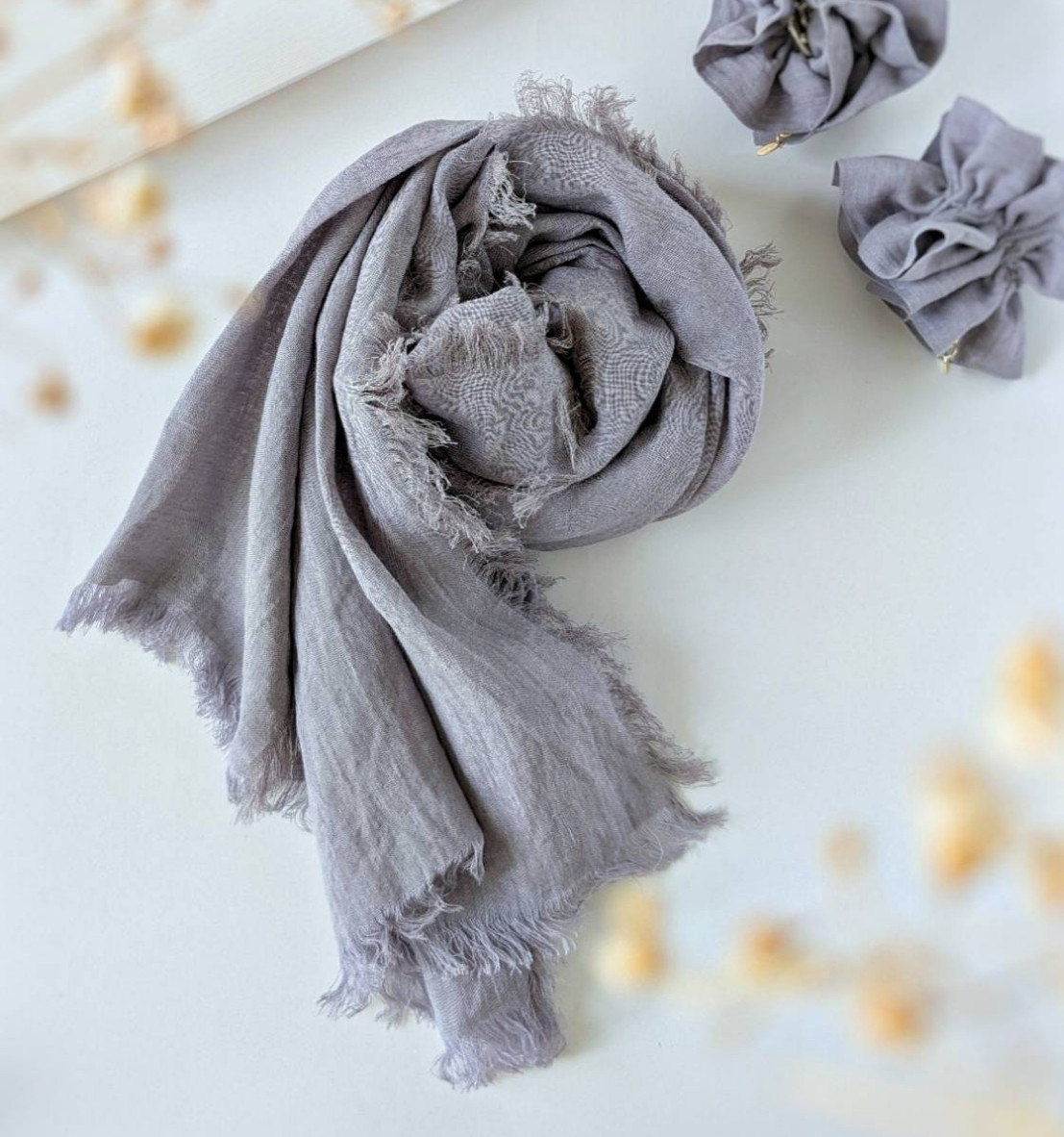 【ベルギー／ベルギーリネン】洗いこまれたベルギーリネン♡夏のためのストール　200cm　〜全5色〜　　素材の旅2025