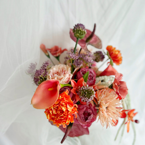 即納OK！！アマランサスのひとクセ大人オレンジブーケ 海外風ブーケ