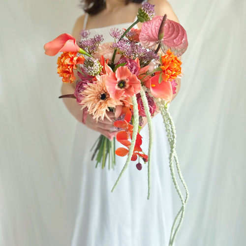 即納OK！！アマランサスのひとクセ大人オレンジブーケ 海外風ブーケ