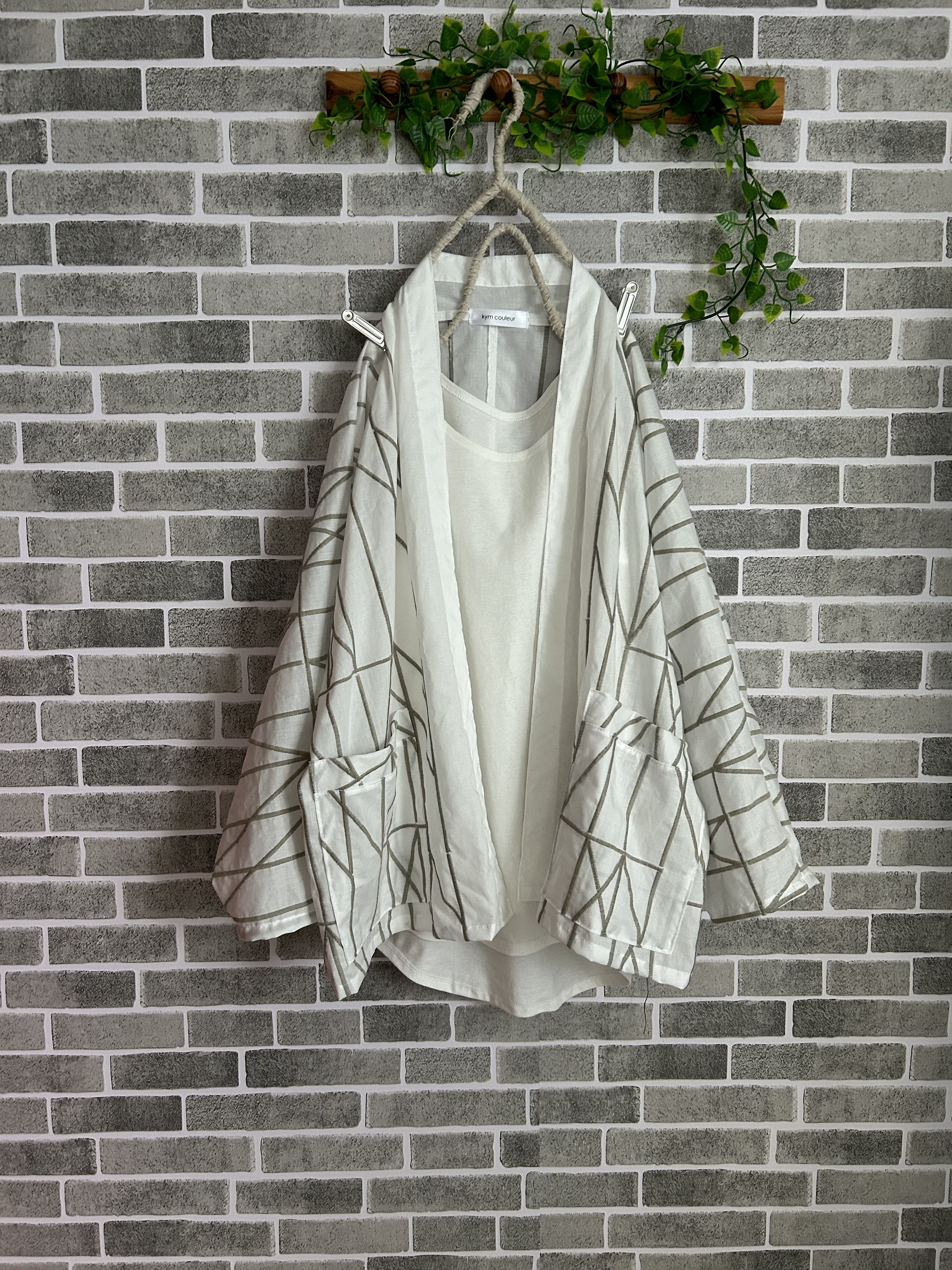 春夏秋cotton総刺繍白ローブカーディガン