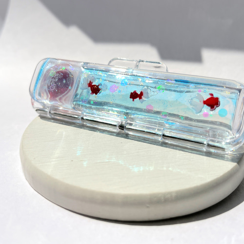 金魚の印鑑ケース（アクアブルー） / 海 / レジン / 海月 はんこ 