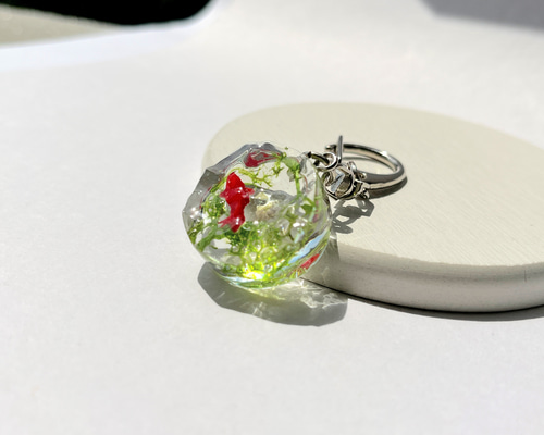 レジン 金魚キーホルダー 金魚（シェル）の波紋キーホルダー / レジン / 和風 / 浴衣