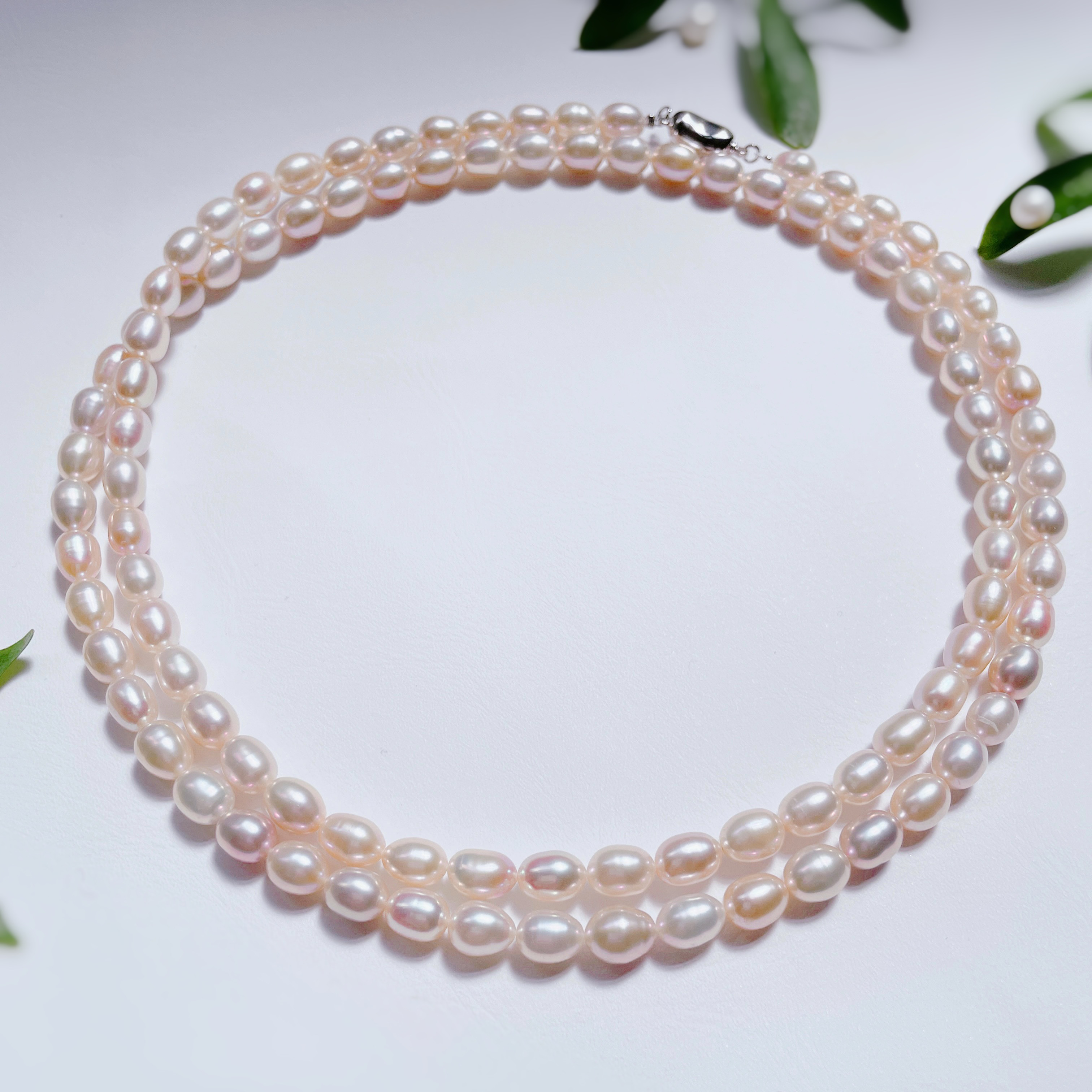 約80㎝ ピンクカラー淡水パールネックレス＆淡水パールデザインイヤリング　u_HY249