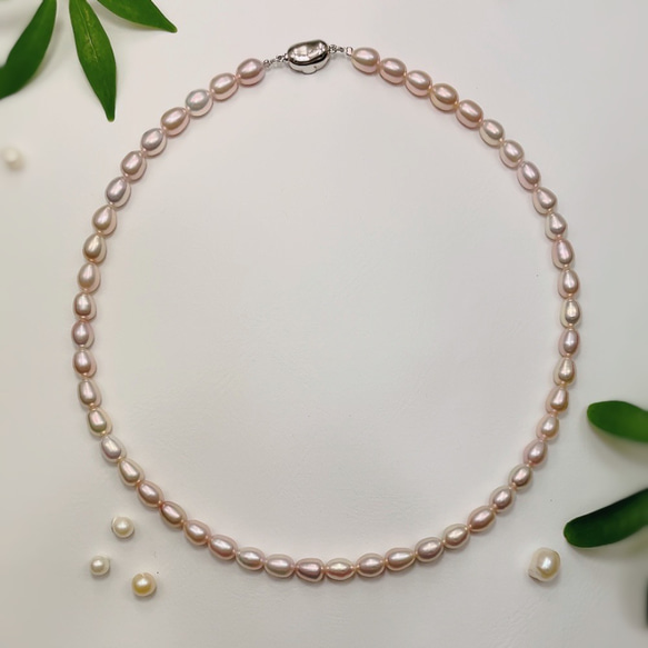 パールネックレス シルバー留め具付き