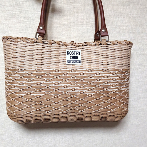 20％OFF＊クラフトバンド＊かごバッグLL/掛け編みナチュラル三