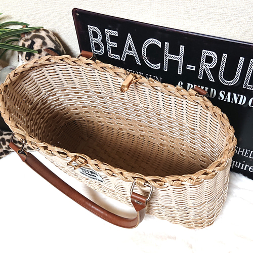 20％OFF＊クラフトバンド＊かごバッグLL/掛け編みナチュラル三段