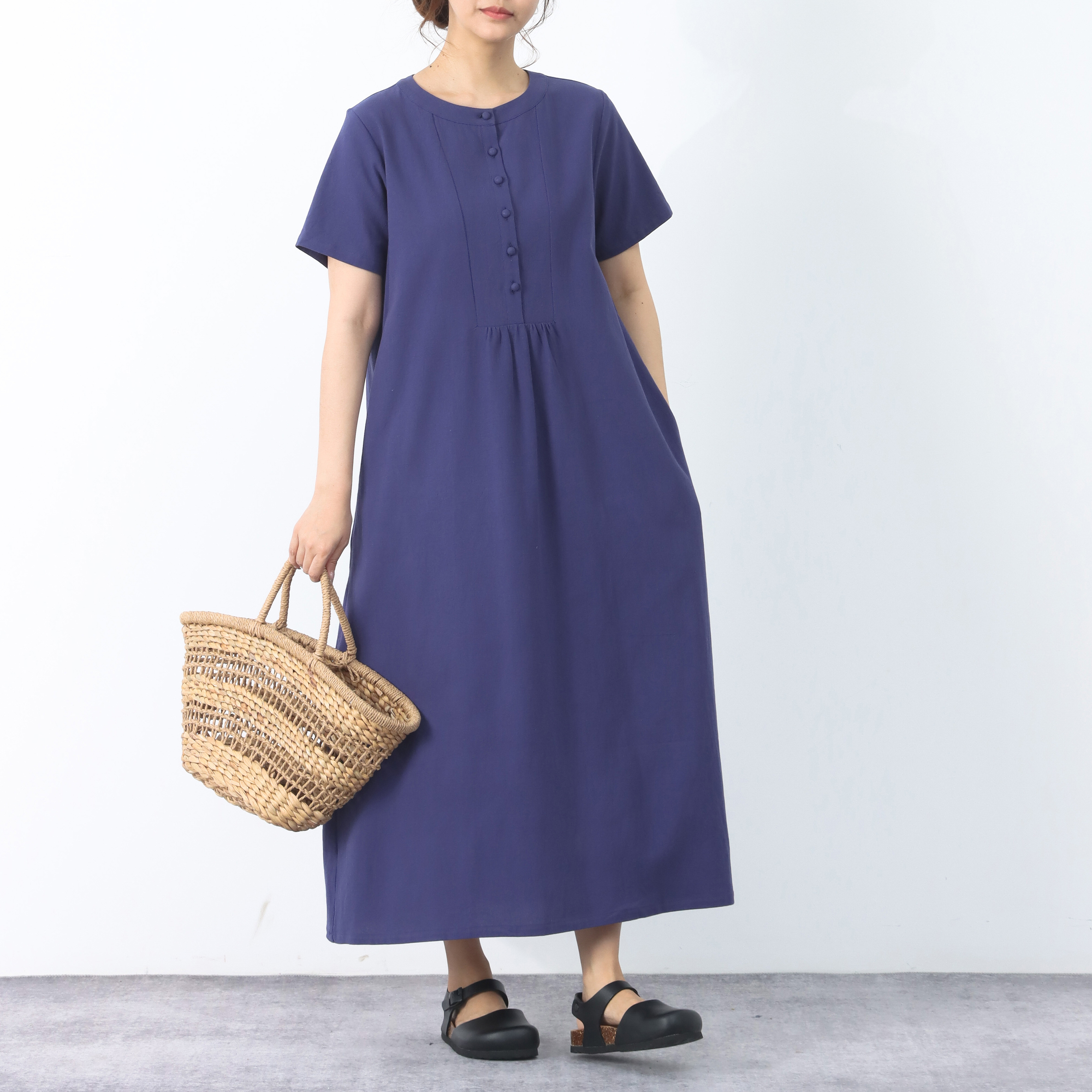 裾上げ無料♪サイズオーダー可♪ 26色展開 コットン　ロングワンピース