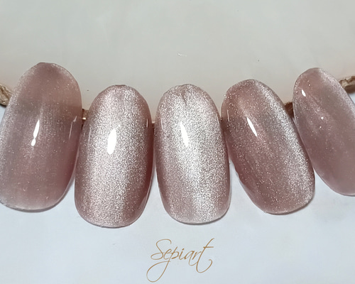 ブラウンマグネット×ラメ ワンカラーネイルチップ ネイルチップ ブラウン マグネットネイル ニュアンス ベージュ