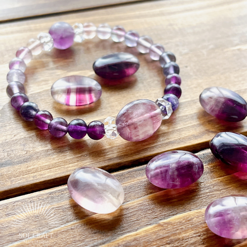 パープルフローライト』の18mmオーバルと6mm玉ブレスレット 蛍石
