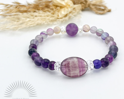 パープルフローライト』の18mmオーバルと6mm玉ブレスレット 蛍石