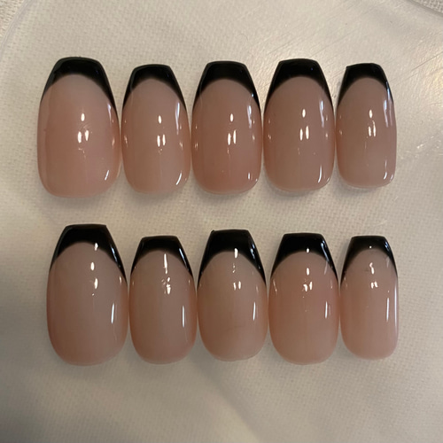 ネイルチップ オーダー フレンチネイル 黒フレンチ y2k 韓国系 量産型  