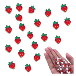 デコパーツ イチゴ ハート 8mm 200個 いちご 果物 フルーツ 食品