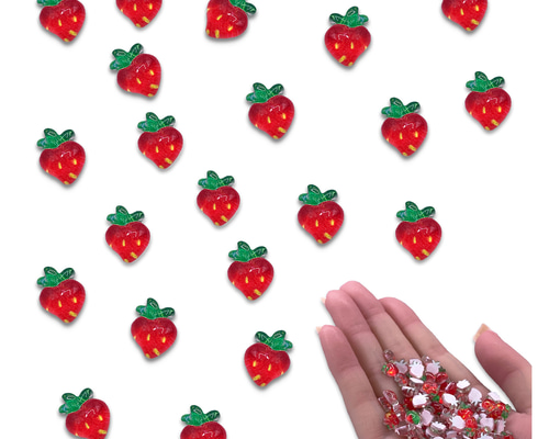 3dネイルパーツ デコパーツ いちご フルーツ デコパーツ イチゴ ハート 8mm 200個 いちご 果物 フルーツ 食品