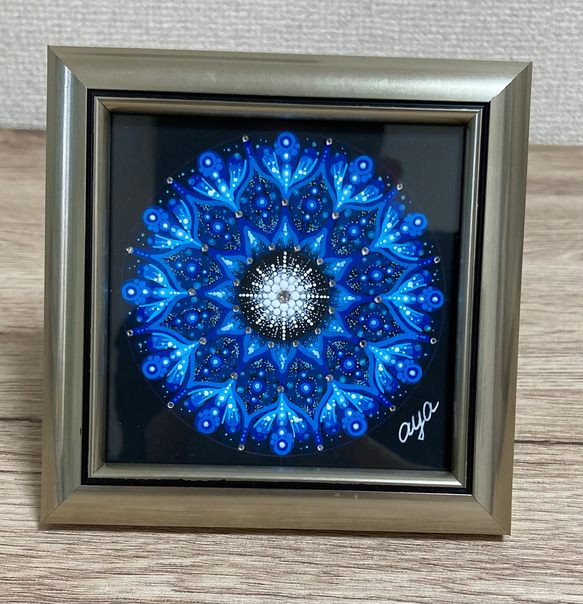 タイトル「碧の神秘」曼荼羅アート 手描き 絵画 曼荼羅作家。 彩 通販
