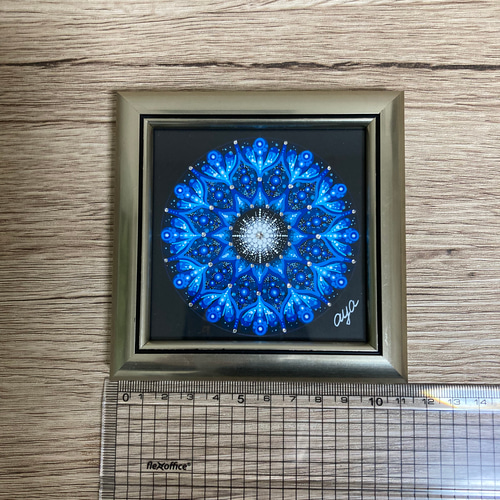 タイトル「碧の神秘」曼荼羅アート 手描き 絵画 曼荼羅作家。 彩 通販
