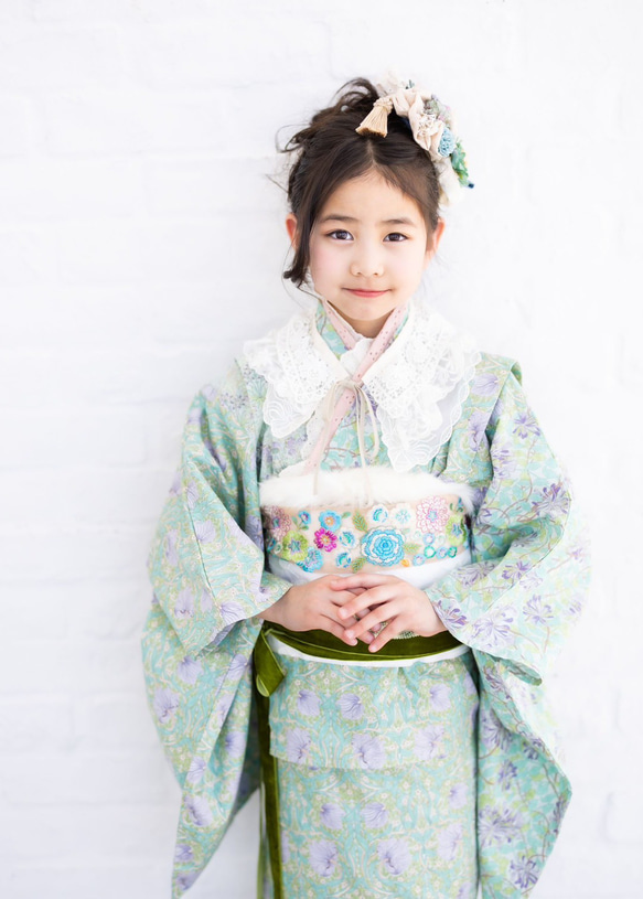 ウィリアムモリス パステルカラー浴衣 ミントグリーン✖️パープル