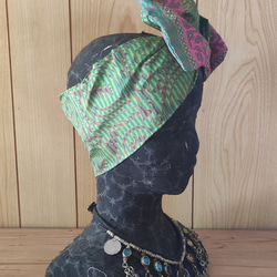 ☆ハンドプリントシルク　ヘアターバン　針金入り 2枚目の画像