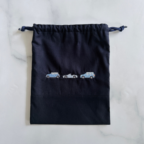 給食袋・25×20】名入れ可・車の刺繍・男の子・コットン・入園入学