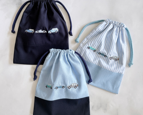 ハンドメイド⭐︎給食セット 3 デニム車 ハンドメイド⭐︎給食セット 3