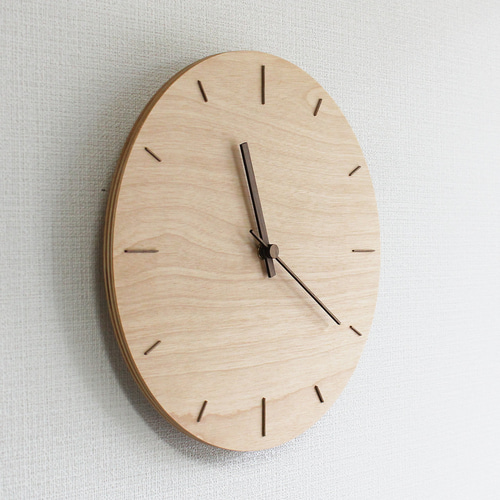 掛け時計 elegante-sirakaba-w デザイン シンプル 繊細 おしゃれ 木製