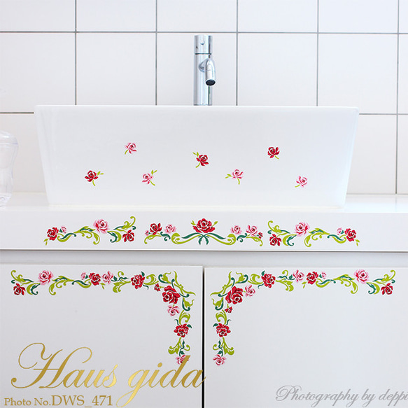 ウォールステッカー「消臭抗菌・バラの縁飾り」 DWS-471 1枚目の画像