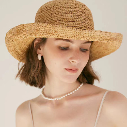 ラフィアハット、麦わら帽子 夏帽子 大人 ストローハット 