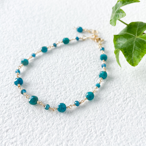 印象派ブルー ＊ アパタイトの 華奢なブレスレット ブルーグリーン  