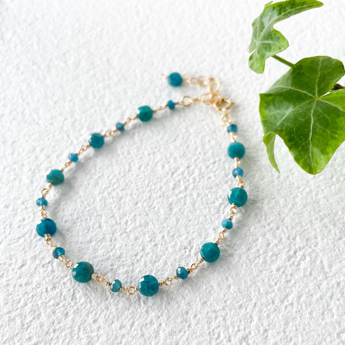 印象派ブルー ＊ アパタイトの 華奢なブレスレット ブルーグリーン