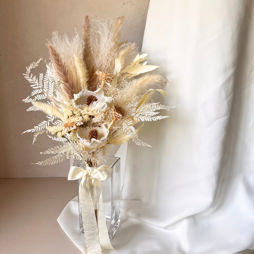 ドライフラワーブーケwhite100 パンパスグラス ウェディング/スワッグ