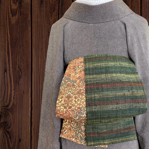 ✽ご予約品です✽着物反物*真綿紬と結城紬 兵児帯 半幅帯 長尺475cm  