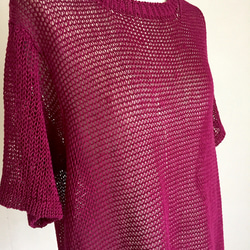 大人のワインレッド　程よい透け感　麻糸100% 6枚目の画像