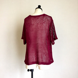 大人のワインレッド　程よい透け感　麻糸100% 5枚目の画像