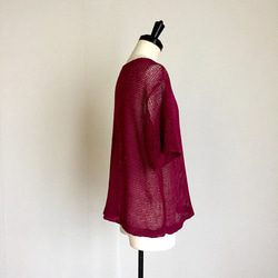 大人のワインレッド　程よい透け感　麻糸100% 3枚目の画像