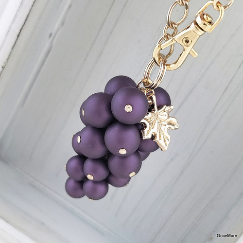 葡萄のバッグチャーム（ミニサイズ／アメジスト）GLD バッグチャーム