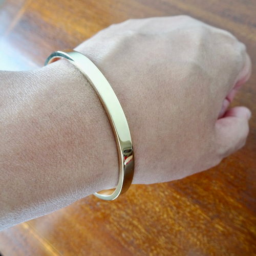 仁尾彫金『k18幅5mm平打ちバングル』腕周り18cmまで