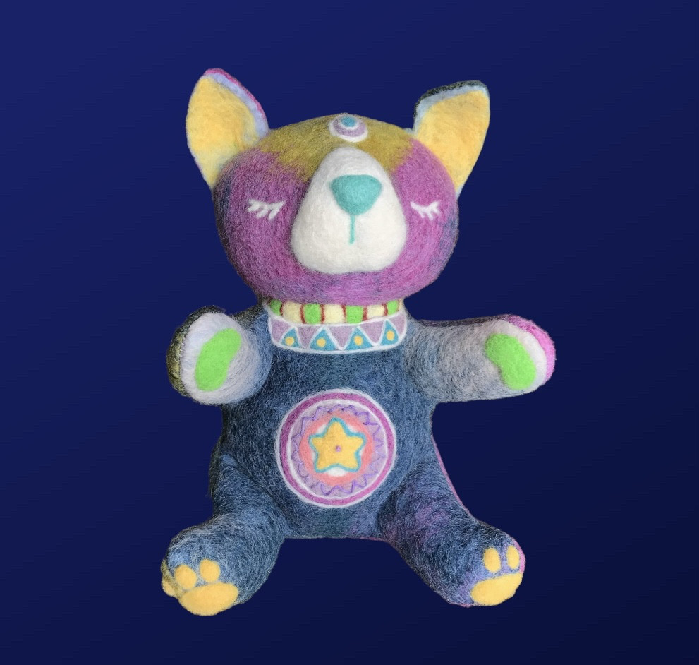 羊毛フェルト　宇宙ネコぬいぐるみ