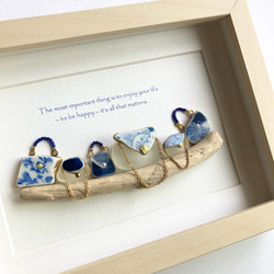 6-126「プリティエンジェル blue②」シーグラスアート　インテリア　雑貨 6-126「プリティエンジェル blue②」シーグラスアート