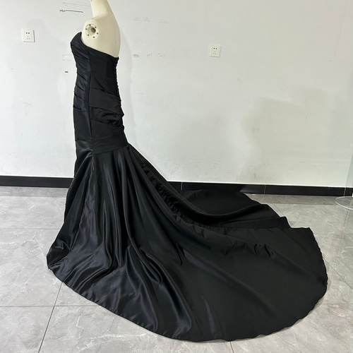 ブラック パーティードレス マーメイドライン ベアトップ ファスナー  