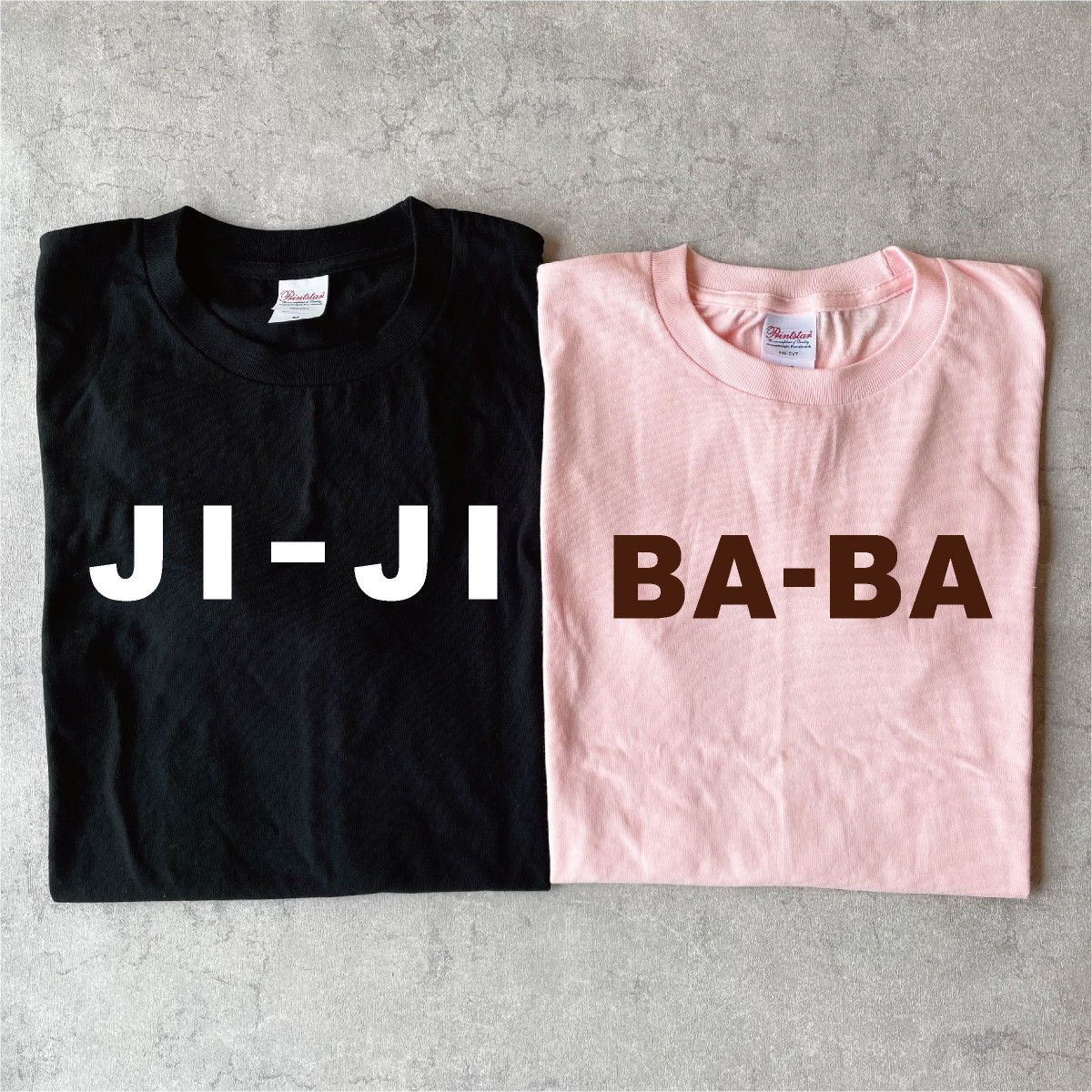 【文字オーダーOK!】２枚セット JI-JI＆BA-BA Tシャツ ファミリーデザイン