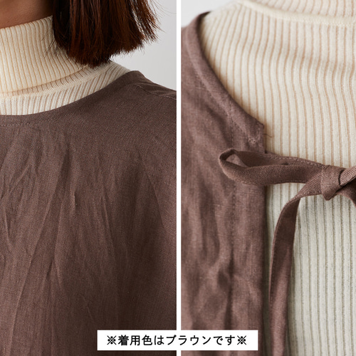 cocca for】 毎日着たい、変化を楽しむ割烹着ワンピース ”綿麻ベージュ