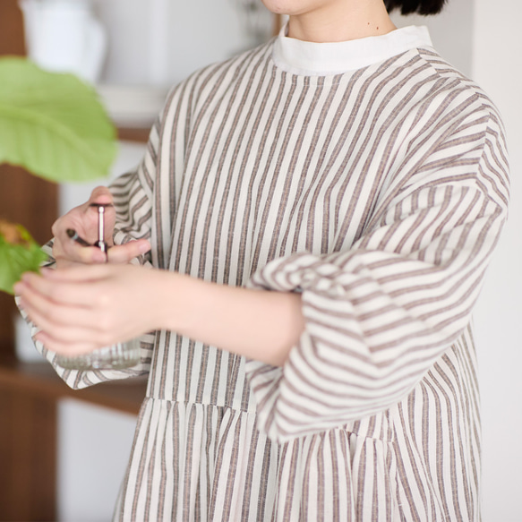 cocca for】 毎日着たい、変化を楽しむ割烹着ワンピース ”綿麻ベージュ