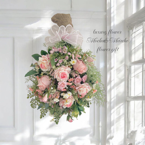 光触媒 スワッグ アーティフィシャルフラワー 造化 玄関 飾り 薔薇 