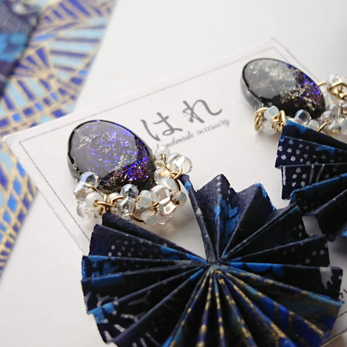 197 【夜空】をイメージして製作したシルバー色のアクセ✨ ピアスor