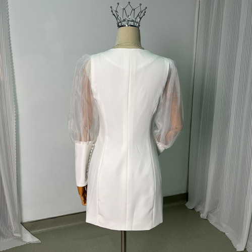 送料無料！パーティードレス ロングスリーブ くるみボタン ソフト  